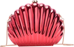 Glitter Seashell Evening Clutch Purse Mini Chain Shoulder Bag Acrylic Shell Pearl Crossbody Bag