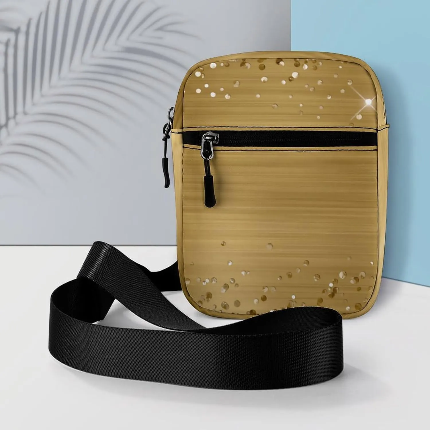 Glittery Gold Foil Crossbody Bag Small Shoulder Bag Waterproof, Lightweight And Convenient
