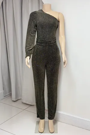 Glittery One Shoulder Jumpsuit