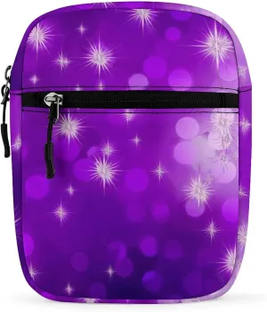 Glittery Purple Christmas Small Satchel Bag Mini Purse Crossbody Messenger Bag for Men Women Shoulder CrossBody HandBag