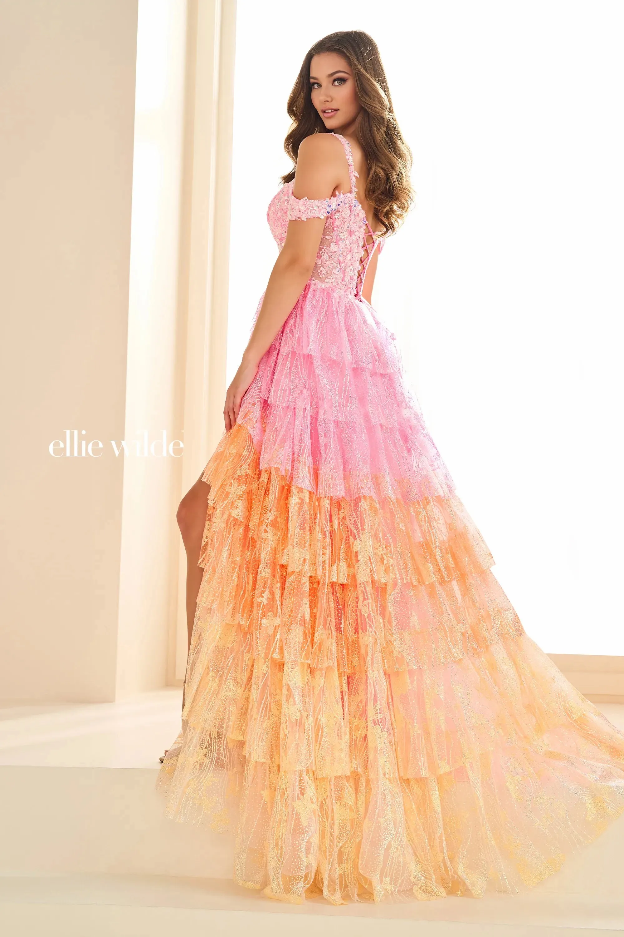 Glow in The Dark Sorbet Ombre Layered Gown
