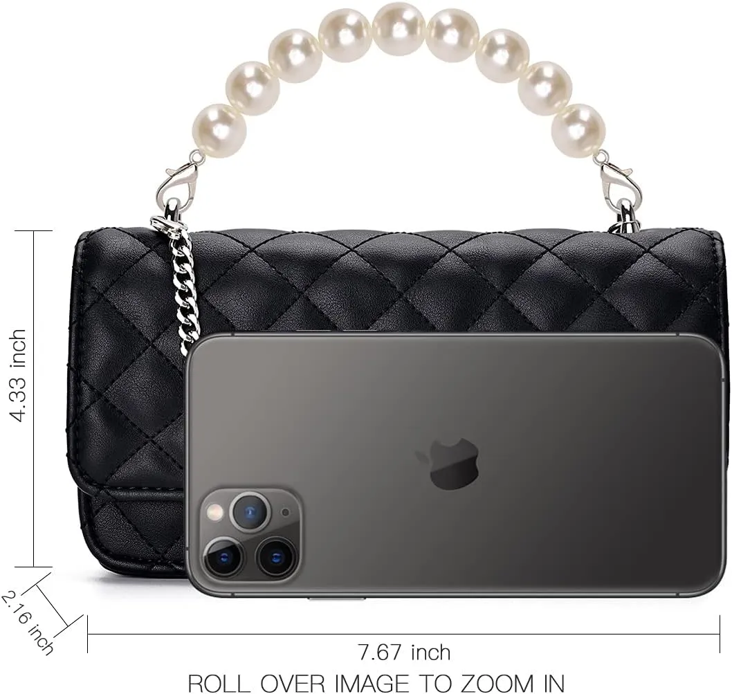 GM LIKKIE Clutch Purse for Women, Evening Envelope Quilted Wallet Bag, Crossbody Foldover Pearl Wedding Shoulder Handbag