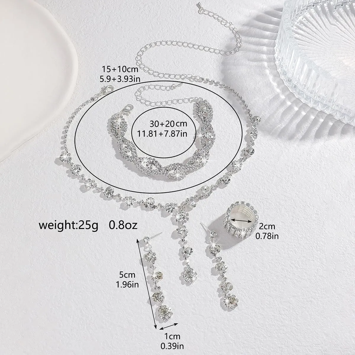 Gold Clutch Purses Prom Accessories Crystal Rhinestone Jewelry Set for Women Bride Wedding Evening Party