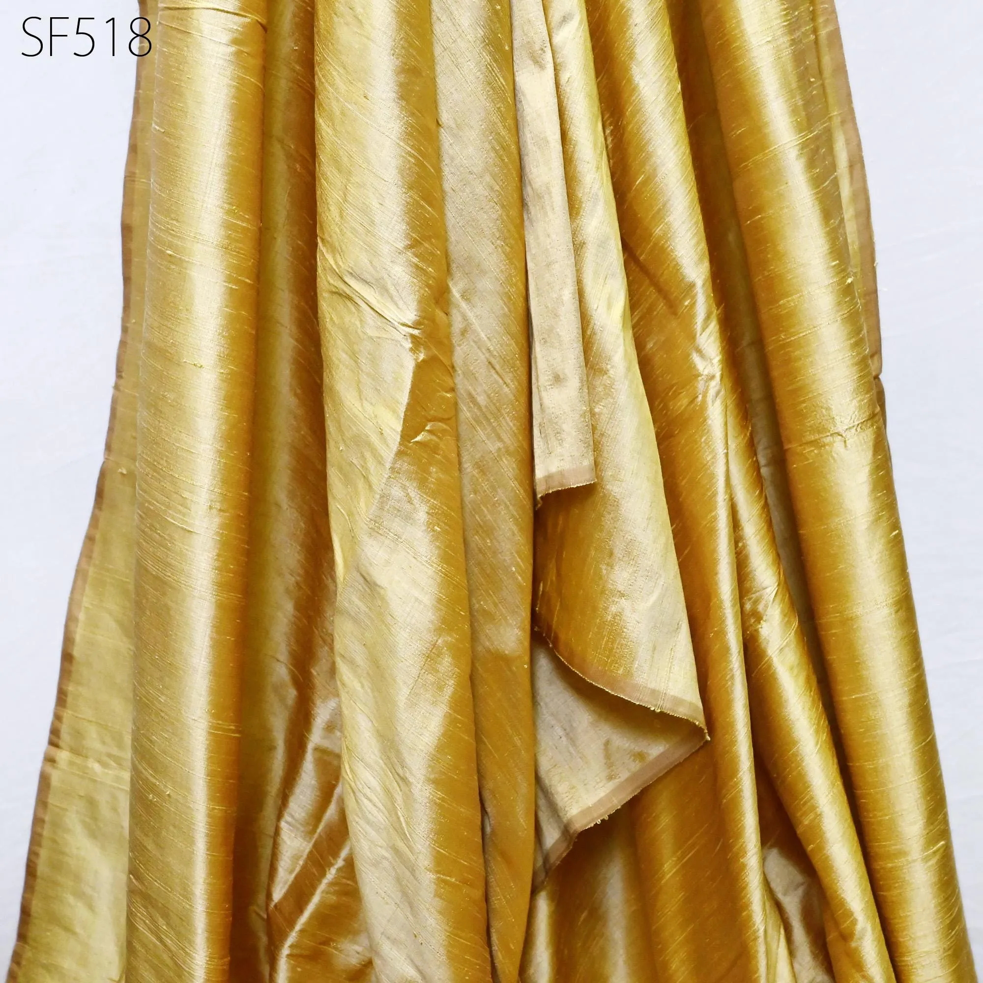 Gold Pure Dupioni Plain Silk Indian Raw Silk Fabric by the yard Dupion Wedding Evening Dress Home Pillow Cushion Table Cover Crafting Sewing