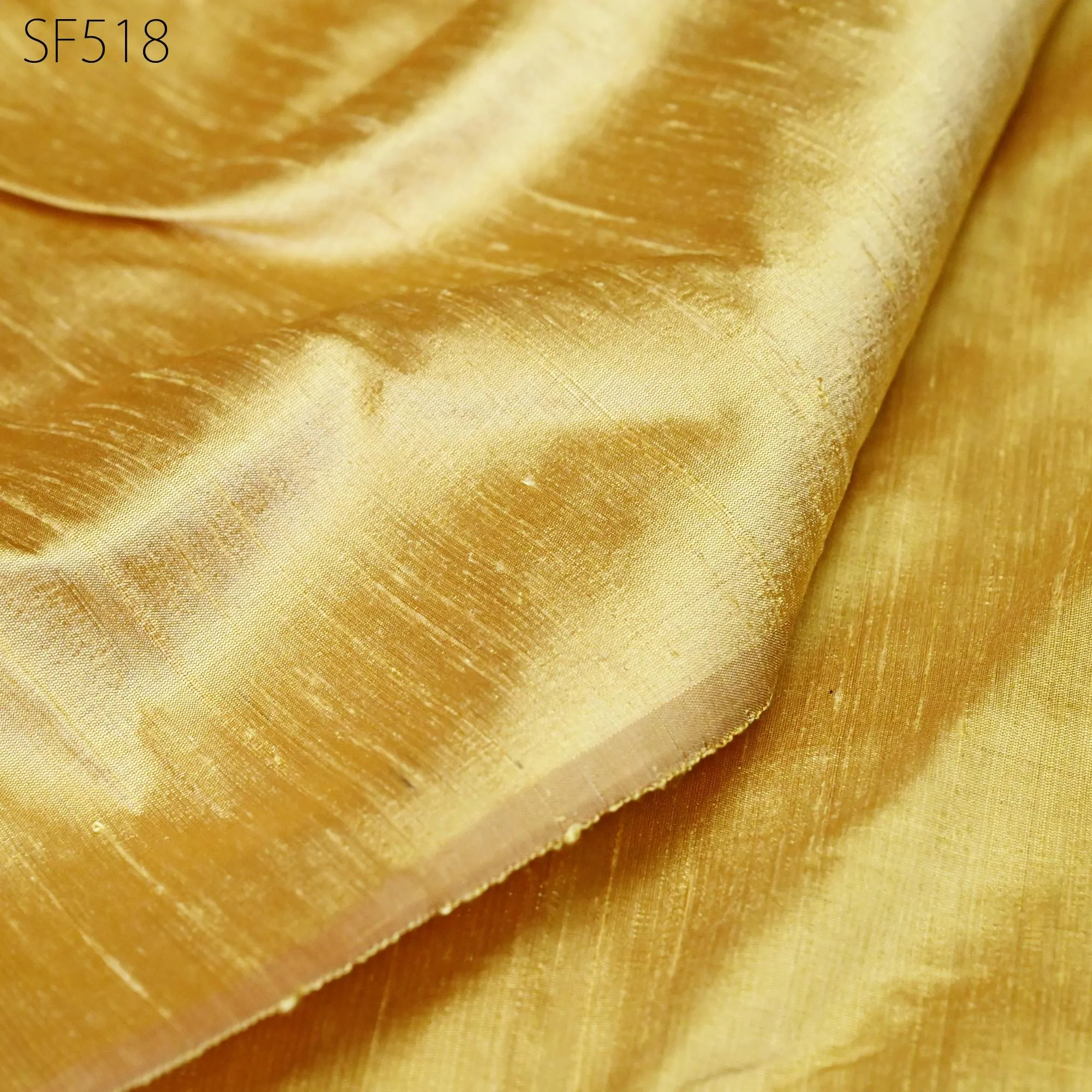 Gold Pure Dupioni Plain Silk Indian Raw Silk Fabric by the yard Dupion Wedding Evening Dress Home Pillow Cushion Table Cover Crafting Sewing