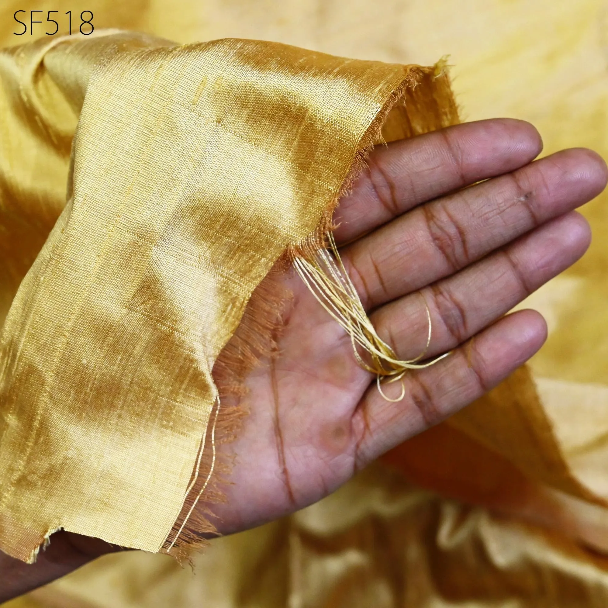 Gold Pure Dupioni Plain Silk Indian Raw Silk Fabric by the yard Dupion Wedding Evening Dress Home Pillow Cushion Table Cover Crafting Sewing