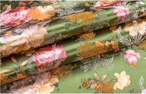 GOONSDS Brocade Jacquard Satin Fabric for Cheongsam Kimono and Bag Patchwork Needlework Material 75Cmx50cm,G