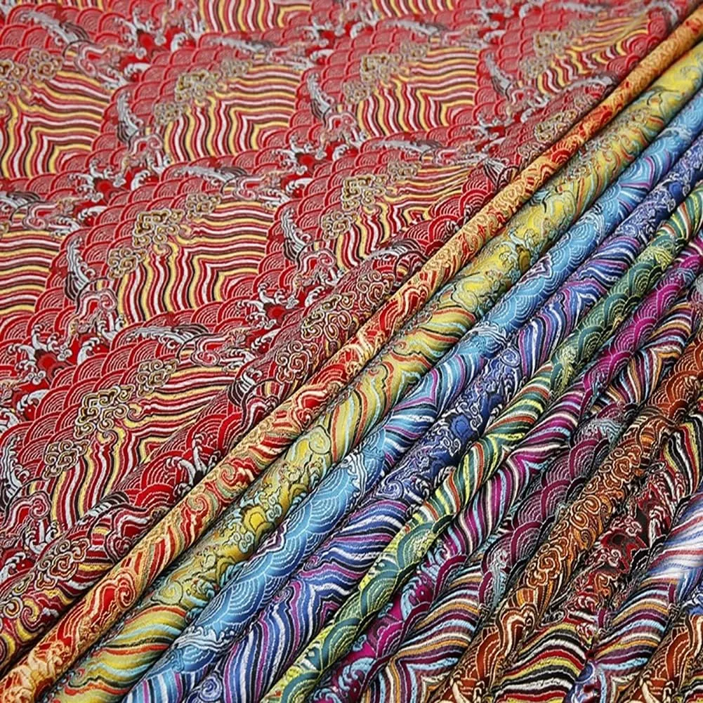 GOONSDS Satin Fabric Brocade Fabrics Imitation Silk Jacquard Fabrics for Cheongsam and Kimono 75Cmx50cm,B