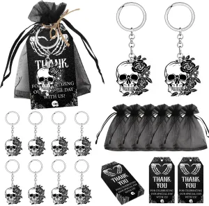 Gothic Themed Party Decorations Skull Party Favor Tags Keychains Gift Bags Black Goth Quirky Gifts Spooky Stocking Stuffers Gift Death To My Twenties Decorations for Engagement Wedding Birthday Party