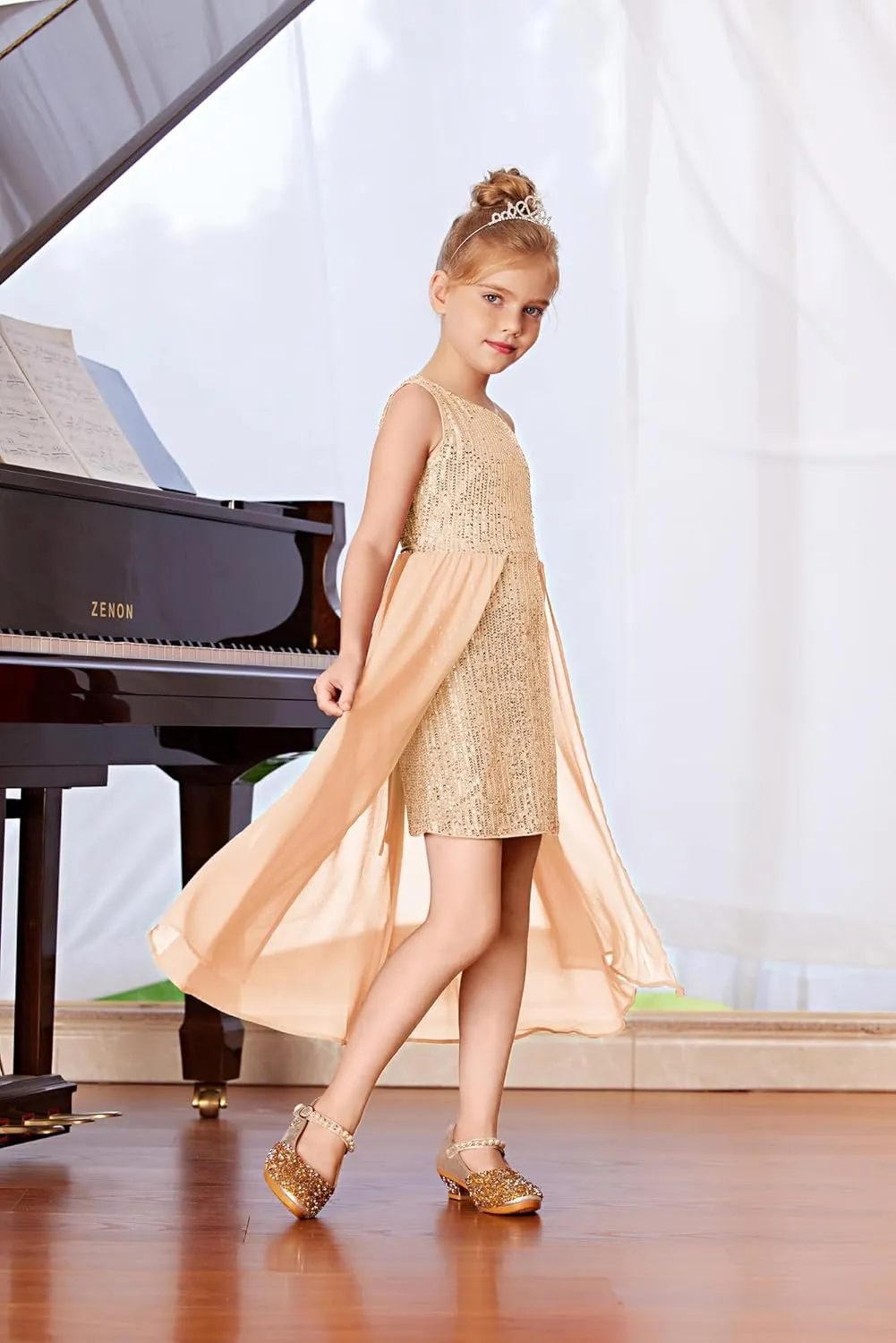 GRACE KARIN Girls Sequin Dress for Teens One Shoulder Formal Birthday Party Wedding Pageant Prom Fancy Dresses 6-14Y