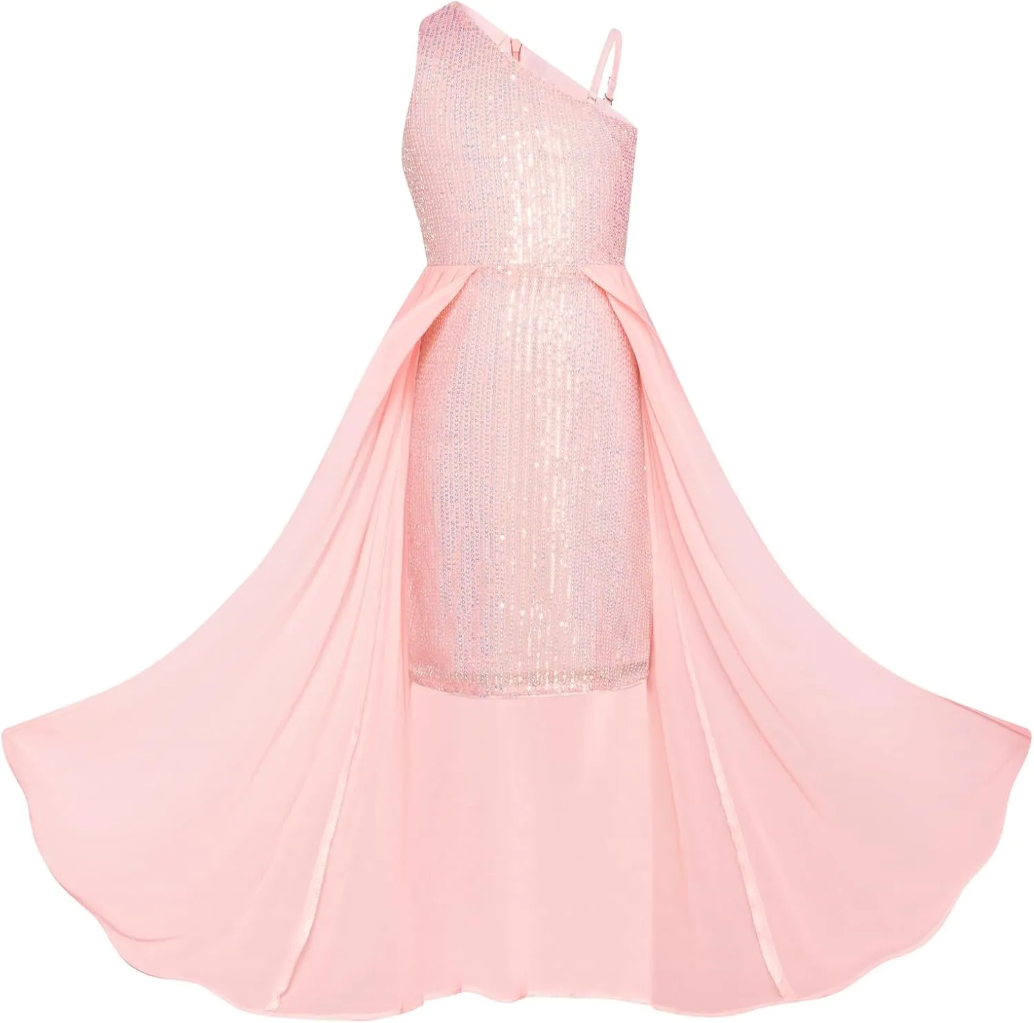 GRACE KARIN Girls Sequin Dress for Teens One Shoulder Formal Birthday Party Wedding Pageant Prom Fancy Dresses 6-14Y