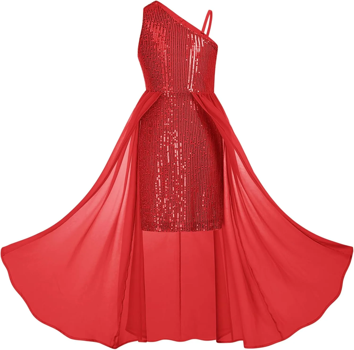 GRACE KARIN Girls Sequin Dress for Teens One Shoulder Formal Birthday Party Wedding Pageant Prom Fancy Dresses 6-14Y