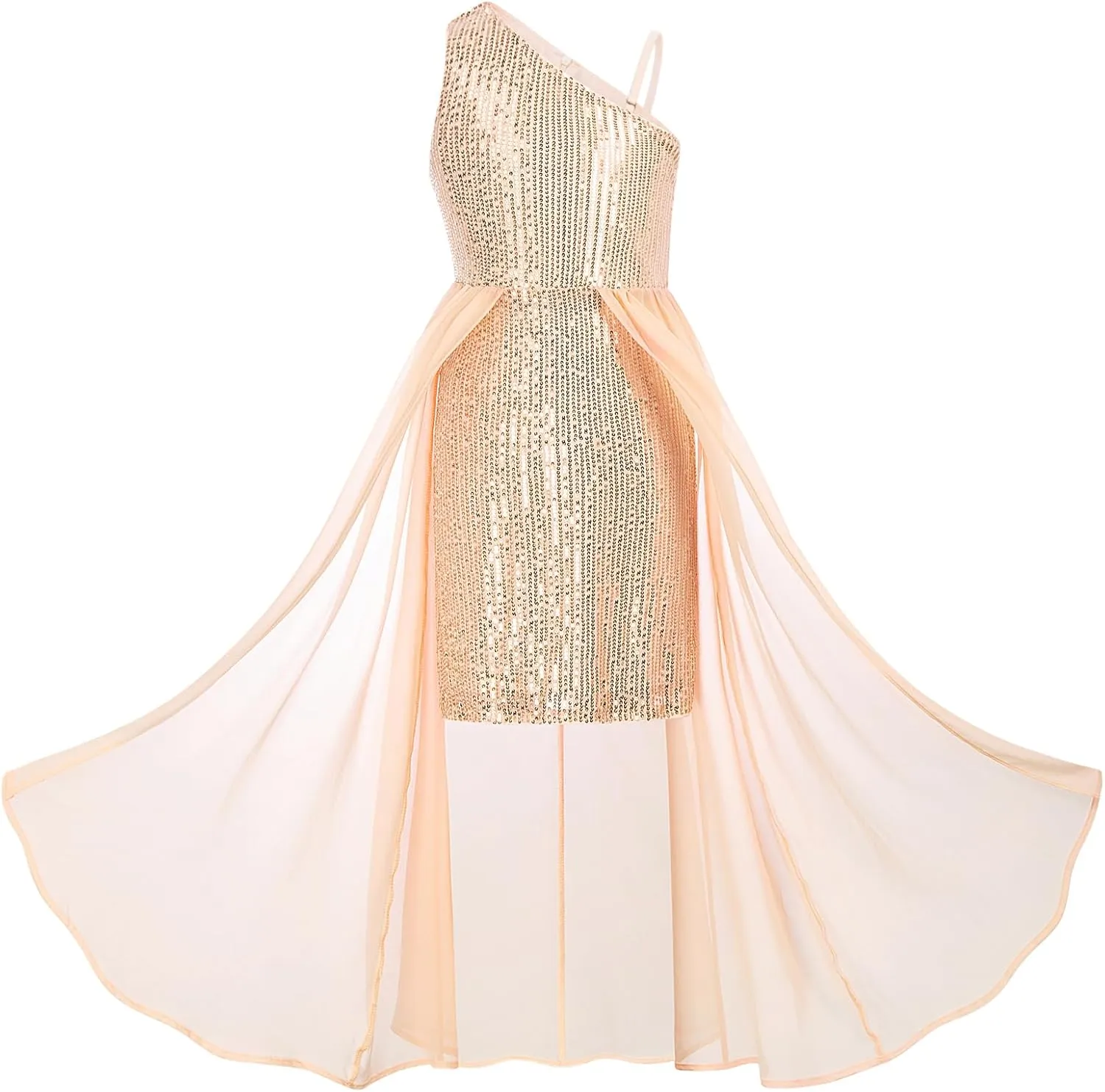 GRACE KARIN Girls Sequin Dress for Teens One Shoulder Formal Birthday Party Wedding Pageant Prom Fancy Dresses 6-14Y