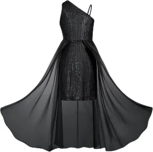 GRACE KARIN Girls Sequin Dress for Teens One Shoulder Formal Birthday Party Wedding Pageant Prom Fancy Dresses 6-14Y