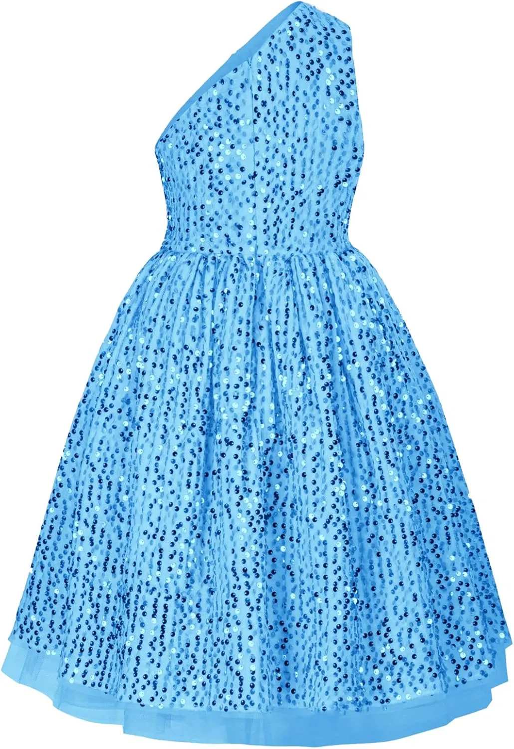 GRACE KARIN Girls Sequin Dress One Shoulder Wedding Party Gown with Hair Bow 5-12Y