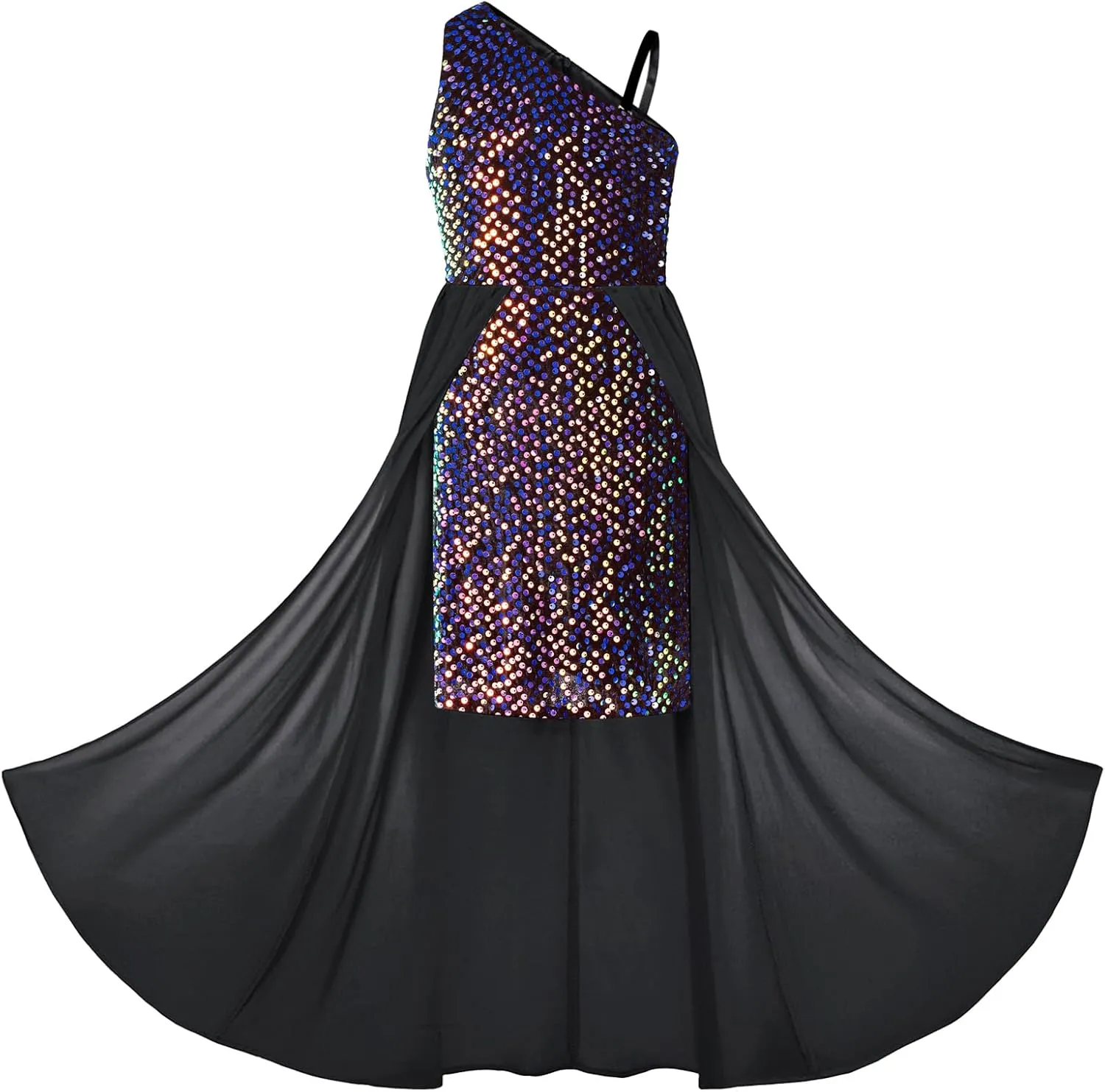GRACE KARIN Girls Sequin Dress One Sleeve Formal Pageant Prom Party Dresses Size 5-14