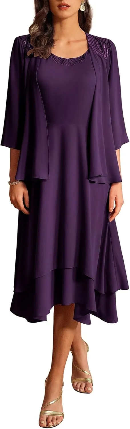 GRACE KARIN Women Dresses for Party Formal 2025 Mother of The Bride Dress Wedding Guest Dress with Jacket