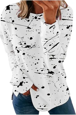 Graphic Tees for Women Vintage Fashion Long Sleeve Crewneck Sweatshirts Causal Fashion Blouse Loose Fall Pullover