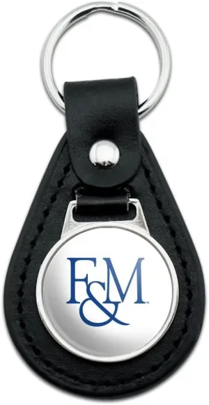 GRAPHICS & MORE Franklin & Marshall College Secondary Logo Black Leather Keychain