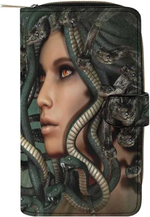 Greek Mythology Medusa Wallet PU Leather Purse Coin Pocket Credit Card Holder Clutch Gifts for Women Men