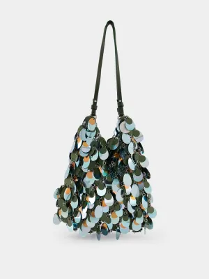 Green and Blue Sequined Shoulder Bag