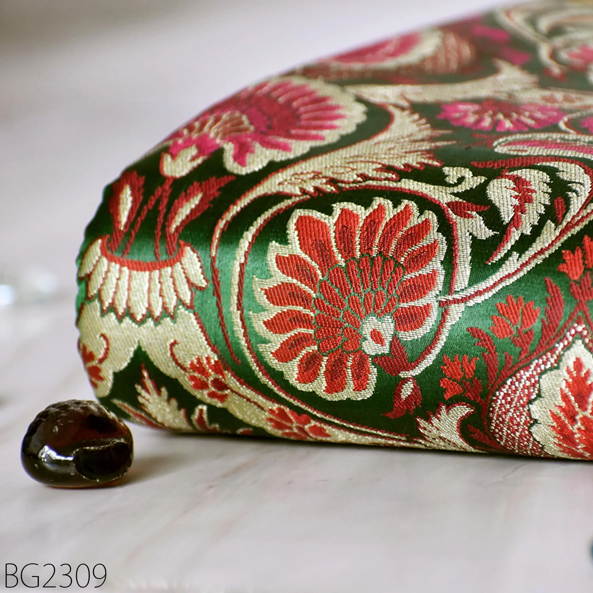 Green Brocade Fabric by the Yard Banarasi Indian Bridal Wedding Dresses Varanasi Blended Silk DIY Crafting Sewing Costumes Lehenga Drapery