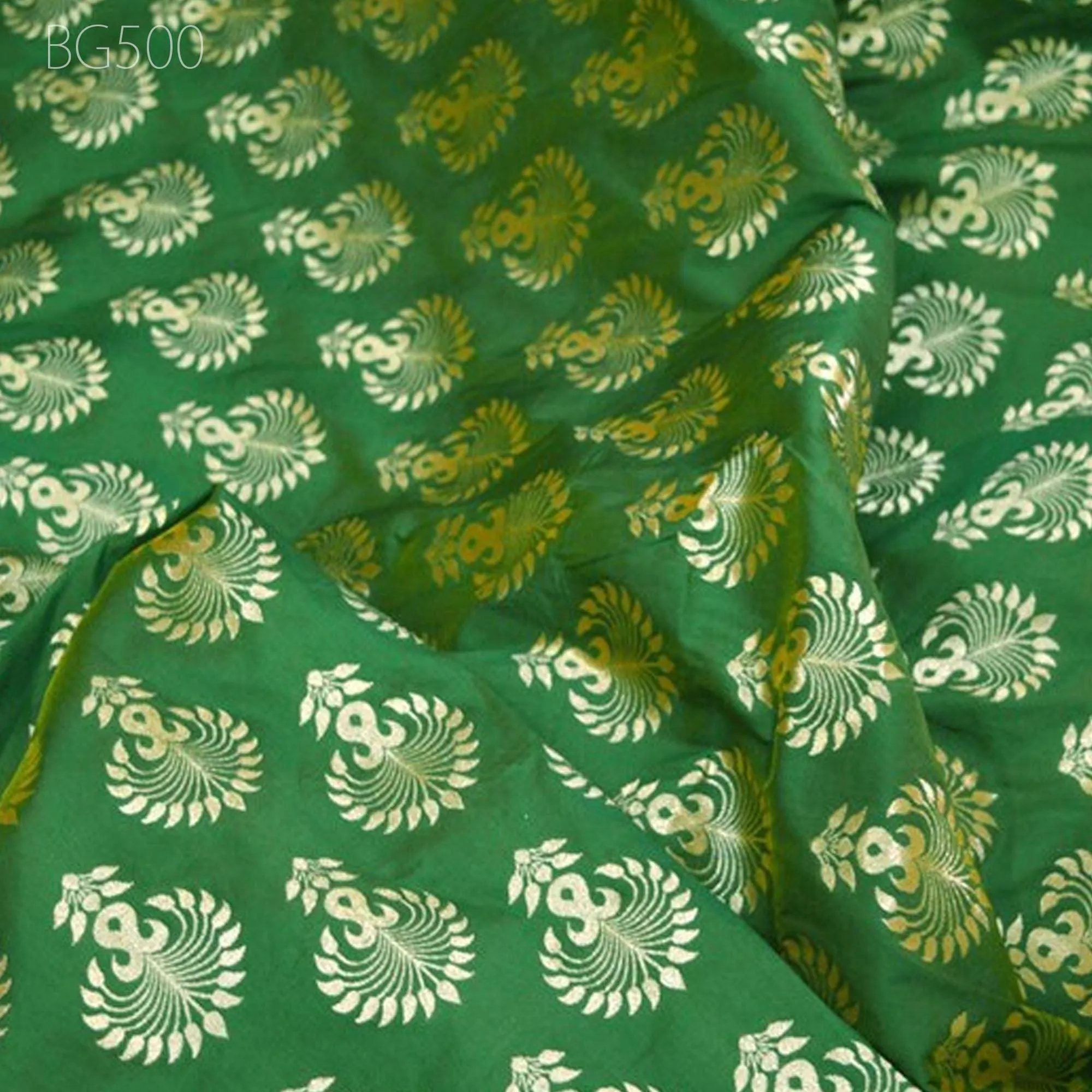 Green Brocade Wedding Dress Making Banarasi Fabric Bridesmaid lehenga Clutches Curtain Fabric by the yard Banaras skirt Blended Silk brocade