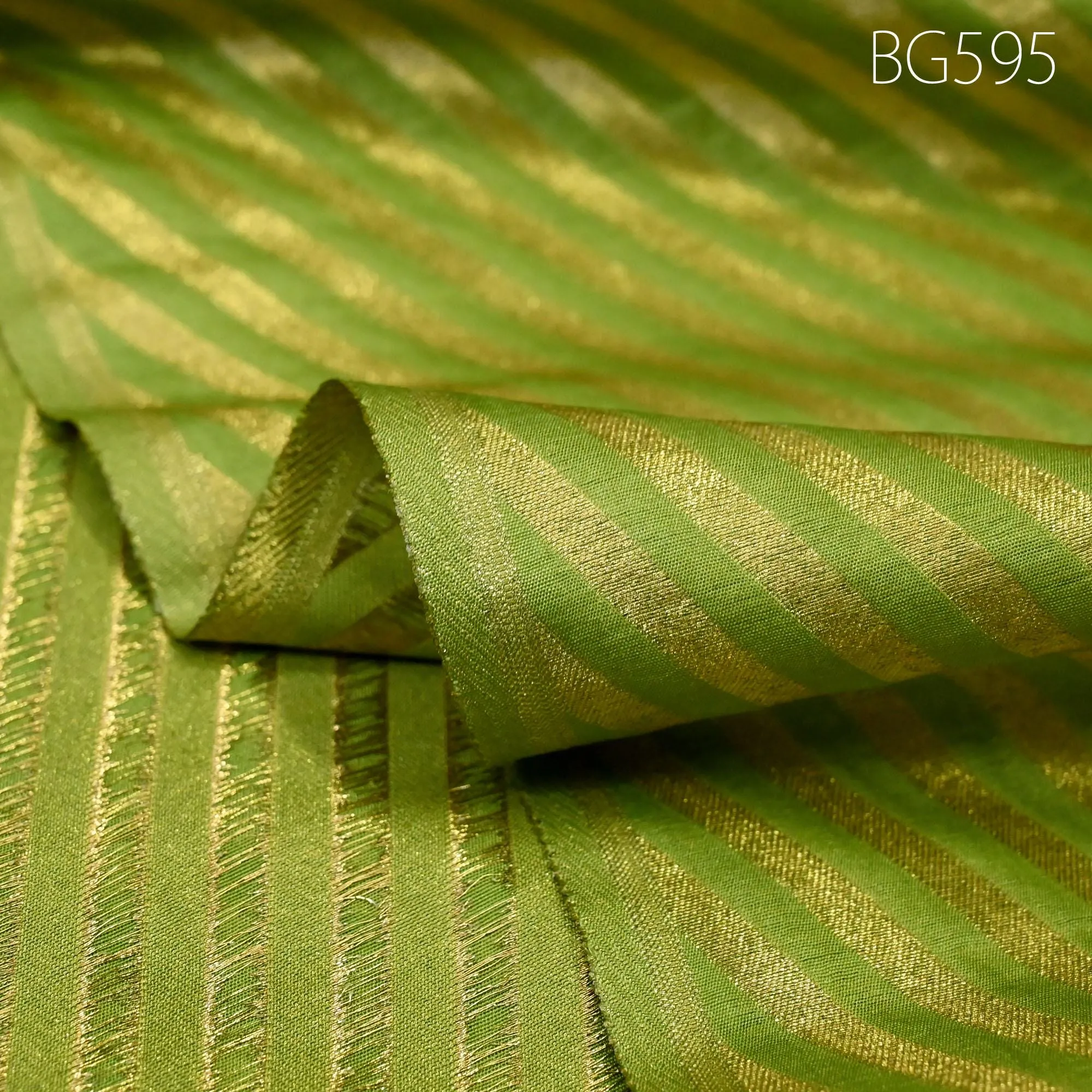 Green Diagonal Stripes Wedding Dresses Material by the yard Indian Brocade Fabric Banarasi Sewing Crafting Material Costume Drapery Lehenga
