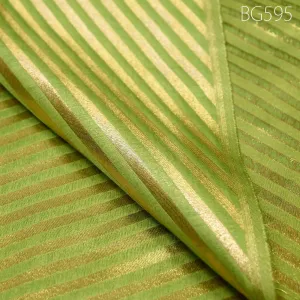 Green Diagonal Stripes Wedding Dresses Material by the yard Indian Brocade Fabric Banarasi Sewing Crafting Material Costume Drapery Lehenga