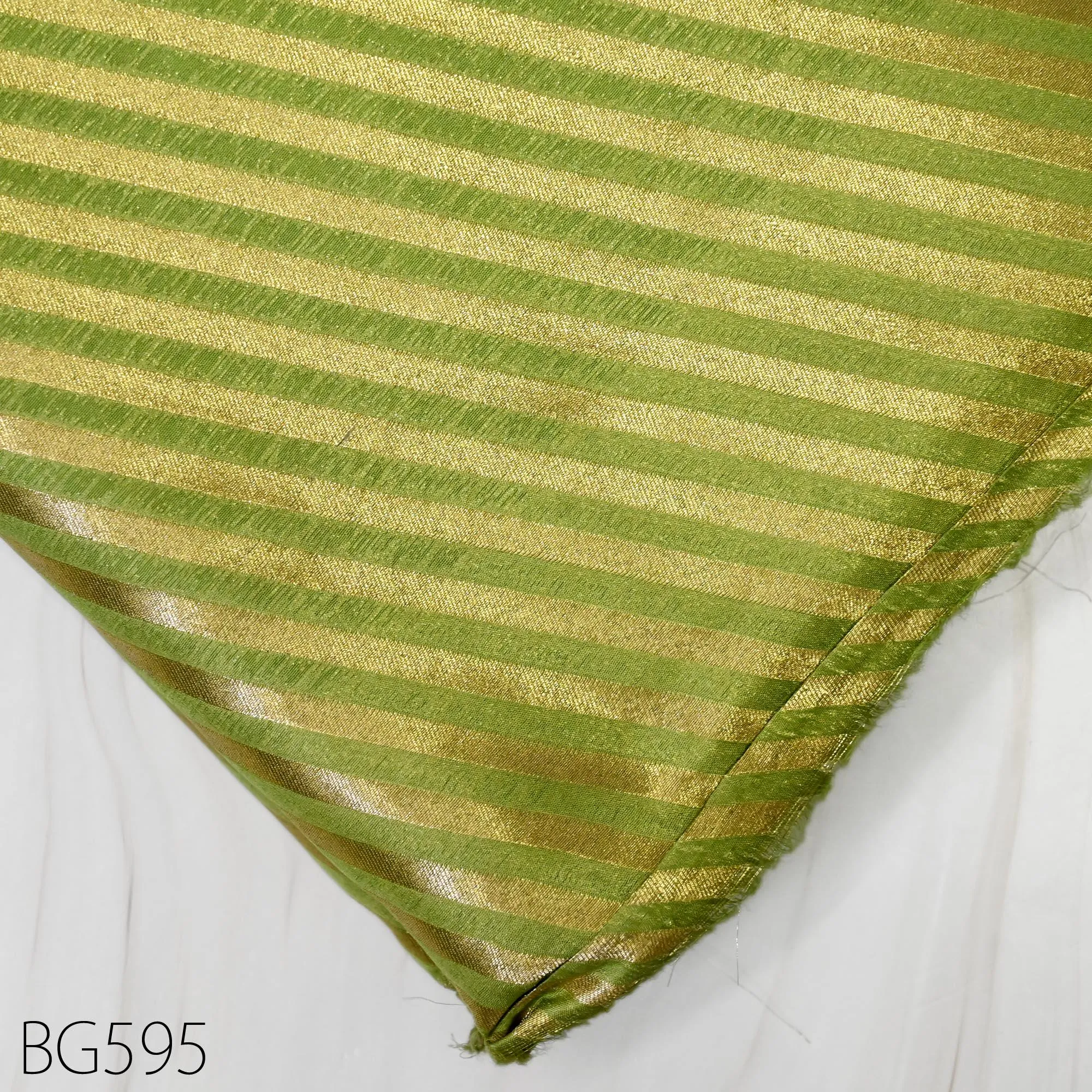Green Diagonal Stripes Wedding Dresses Material by the yard Indian Brocade Fabric Banarasi Sewing Crafting Material Costume Drapery Lehenga