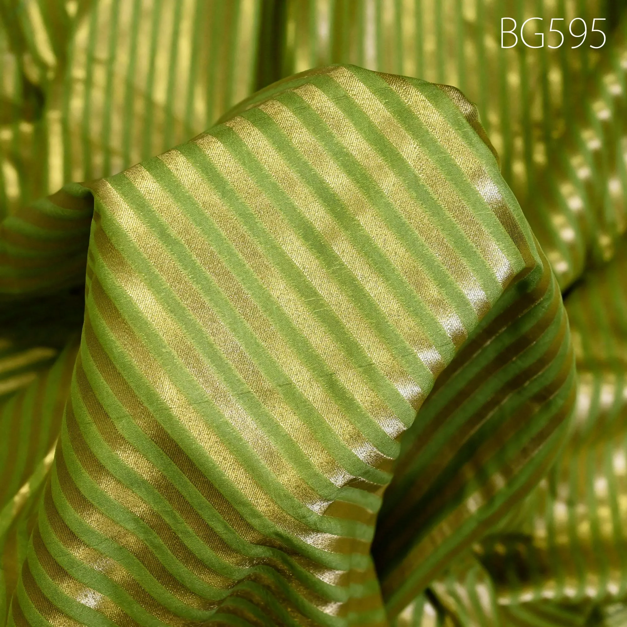Green Diagonal Stripes Wedding Dresses Material by the yard Indian Brocade Fabric Banarasi Sewing Crafting Material Costume Drapery Lehenga