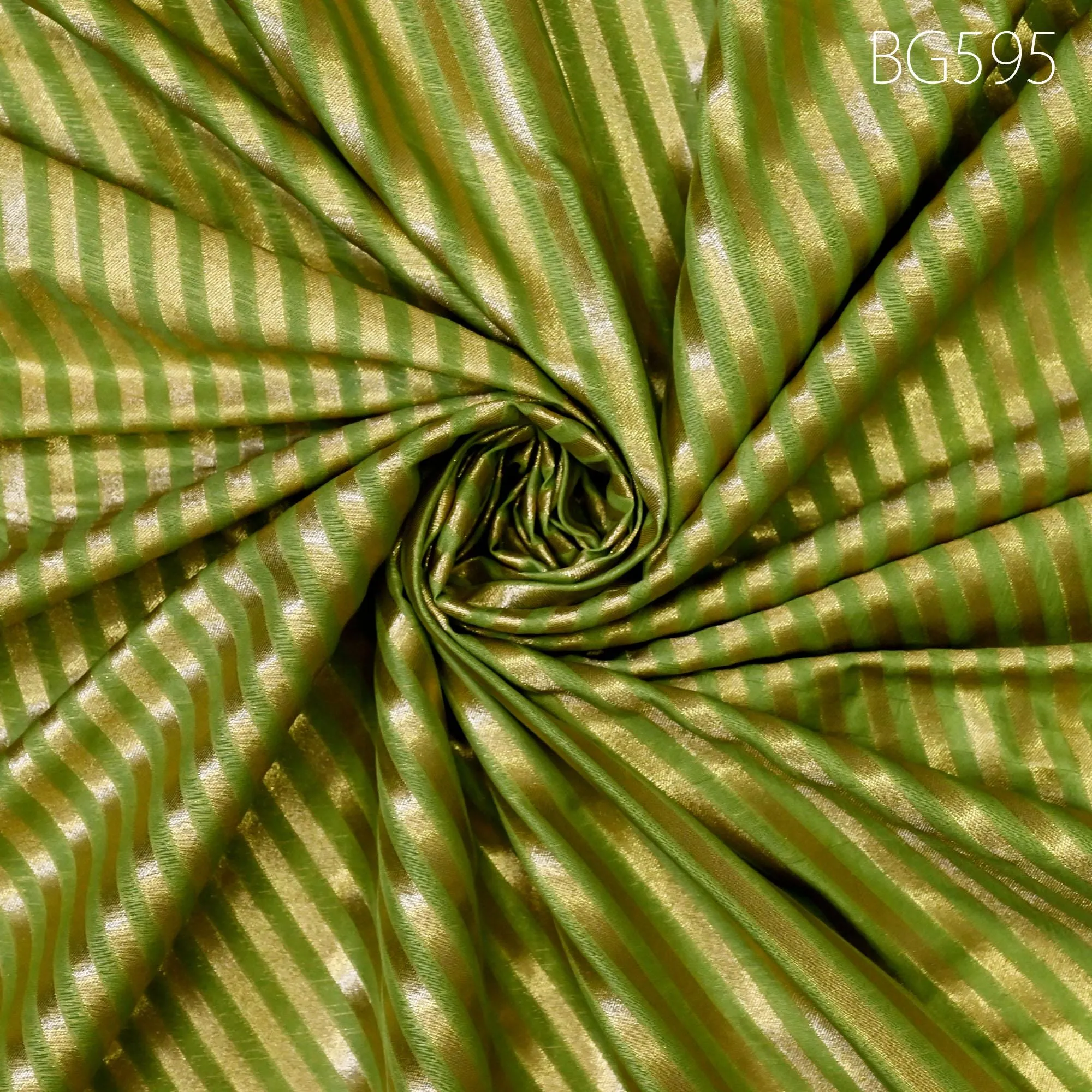Green Diagonal Stripes Wedding Dresses Material by the yard Indian Brocade Fabric Banarasi Sewing Crafting Material Costume Drapery Lehenga