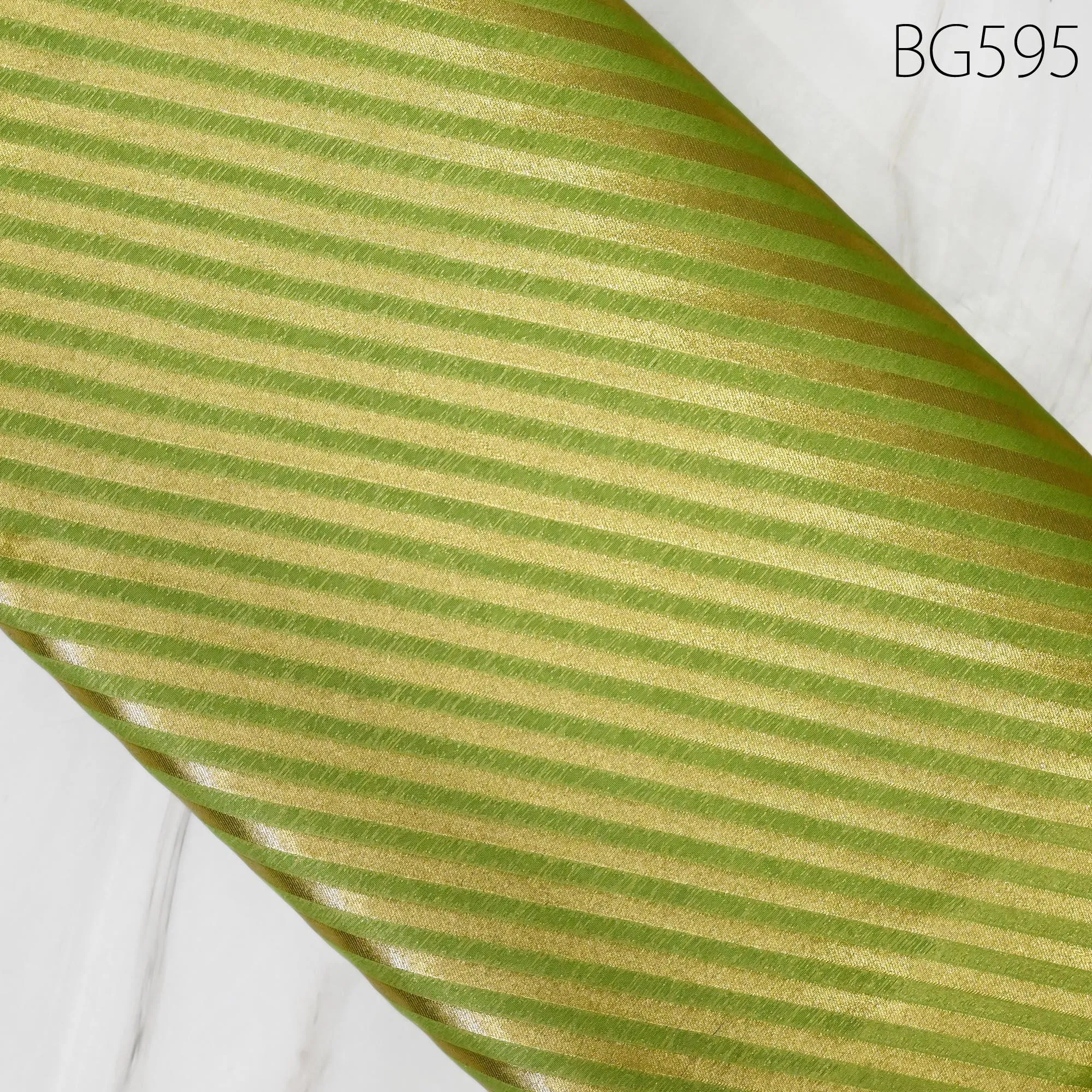 Green Diagonal Stripes Wedding Dresses Material by the yard Indian Brocade Fabric Banarasi Sewing Crafting Material Costume Drapery Lehenga