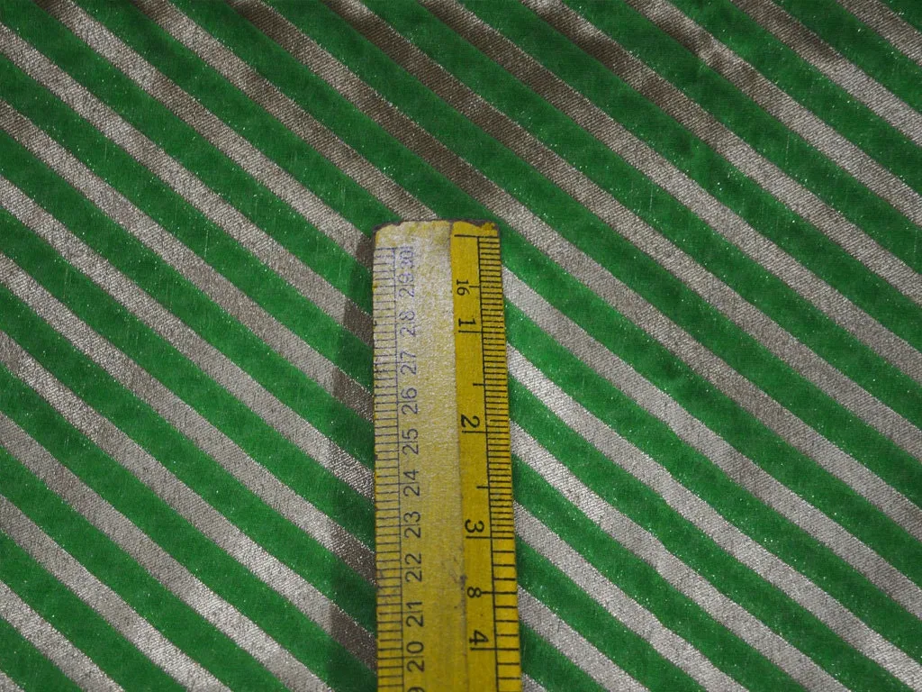 Green Diagonal Stripes Wedding Dresses Material Indian Brocade Fabric by the yard Banarasi Sewing Crafting Home Décor Costume Drapery Pillow