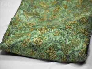 Green Indian Saree Soft Pure Printed Silk By Yard Fabric Wedding Dresses Bridesmaid Party Costume Curtains Crafting Sewing Dupatta Scarf