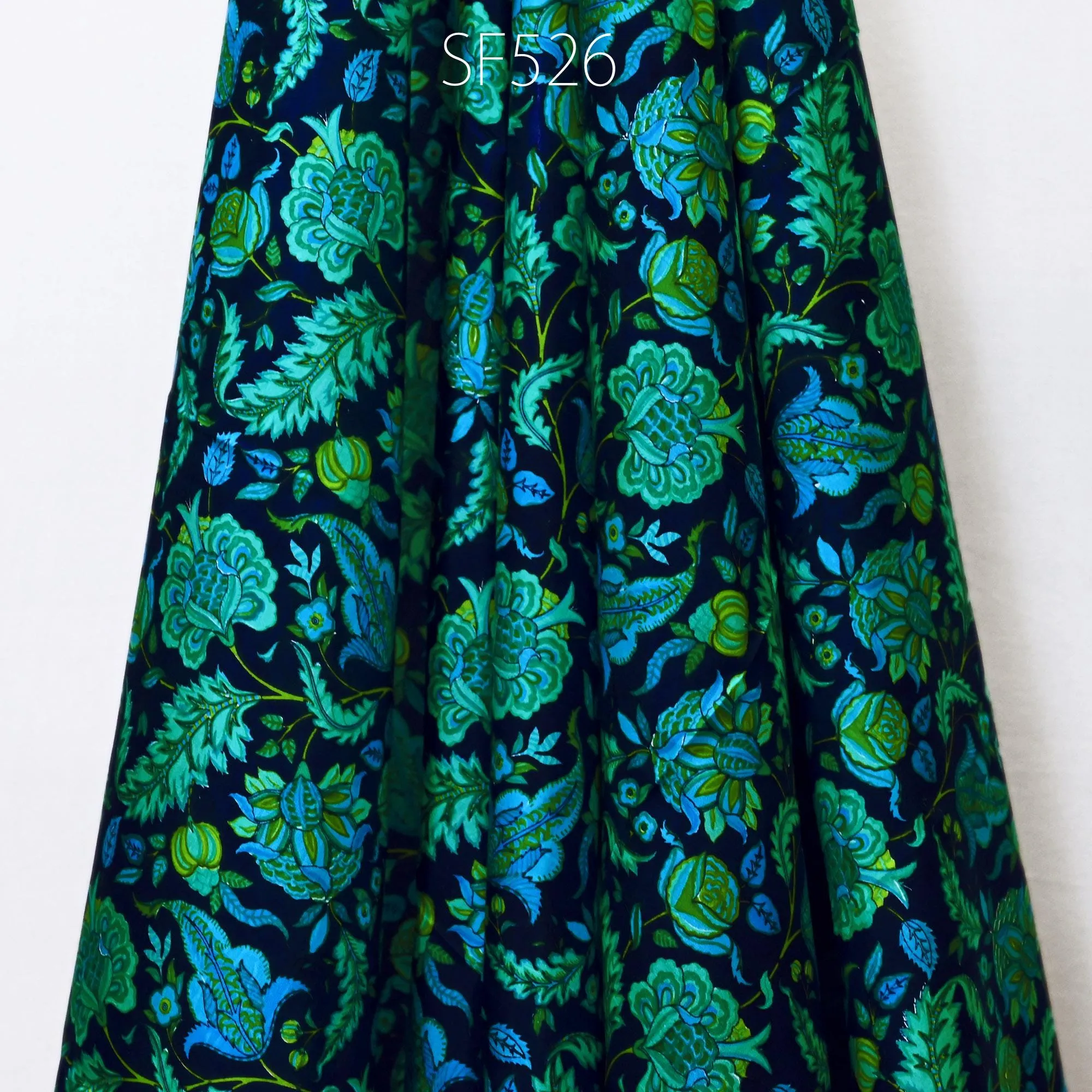 Green Pure Habotai Printed Silk by the Yard Indian Soft Flowy Saree Fabric Wedding Dress Bridesmaid Costumes DIY Crafting Sewing Scarves