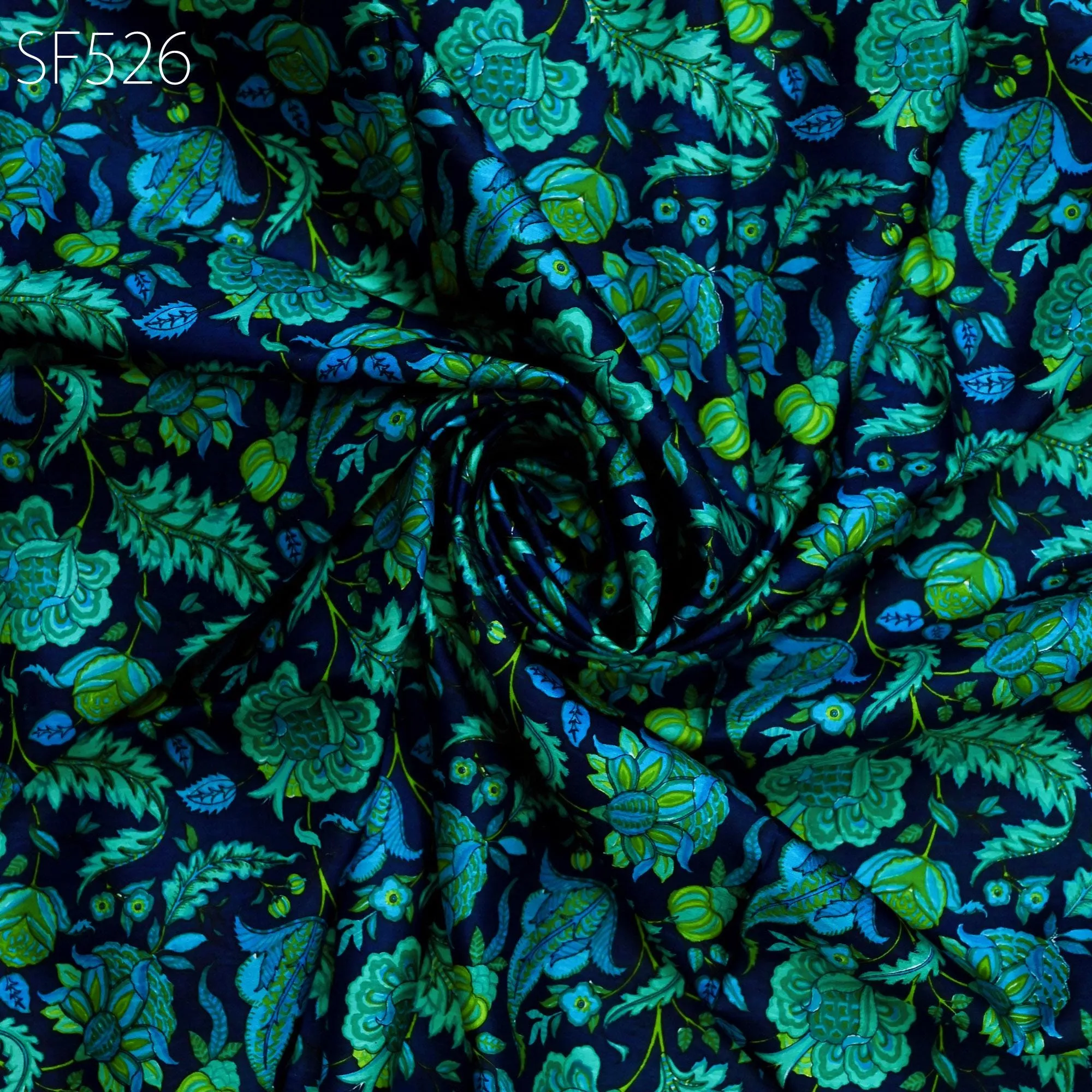 Green Pure Habotai Printed Silk by the Yard Indian Soft Flowy Saree Fabric Wedding Dress Bridesmaid Costumes DIY Crafting Sewing Scarves