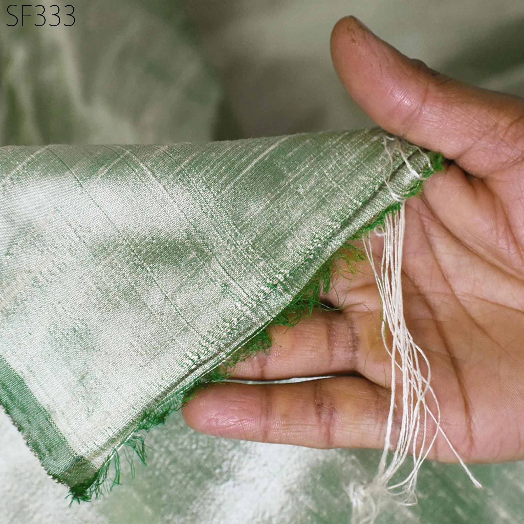 Green White Pure Dupioni Fabric Yardage Wedding Bridesmaid Prom Dresses Indian Iridescent Raw Silk Dupion Crafting Sewing upholstery Drapery