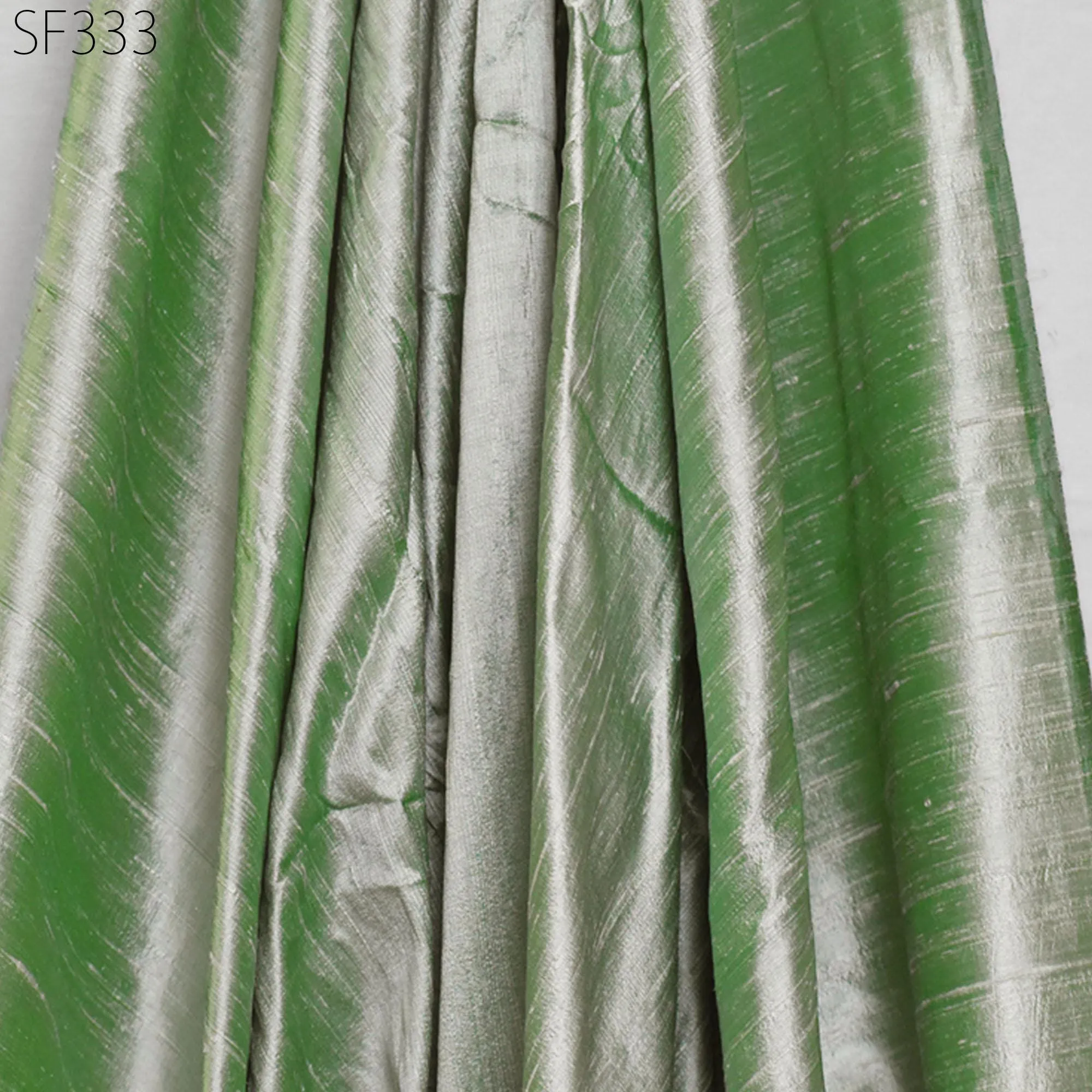 Green White Pure Dupioni Fabric Yardage Wedding Bridesmaid Prom Dresses Indian Iridescent Raw Silk Dupion Crafting Sewing upholstery Drapery