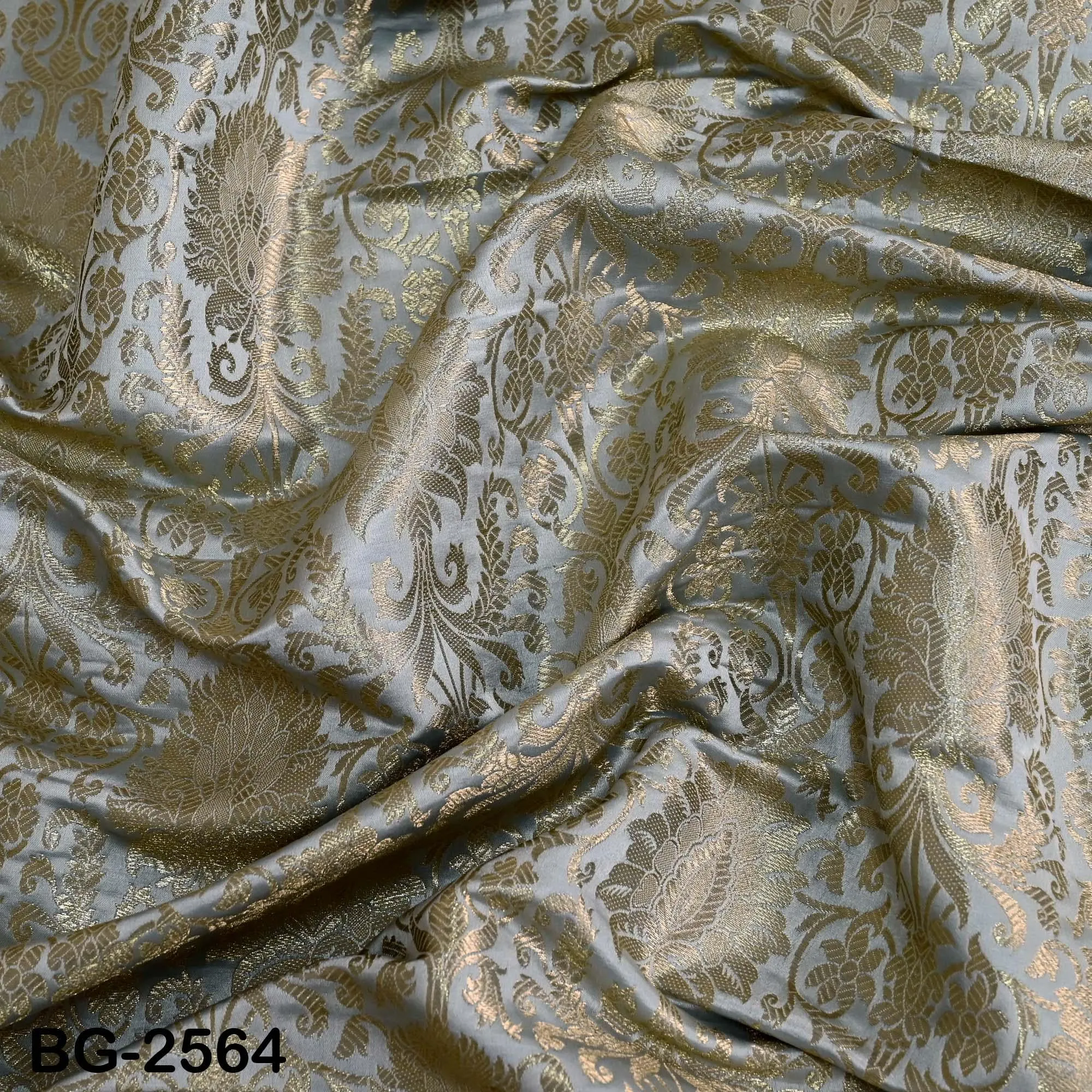 Grey Brocade Fabric by Yard Historic Costumes Indian Banarasi Wedding Dresses Material Banaras Knee Length Coat Sewing Upholstery Drapery