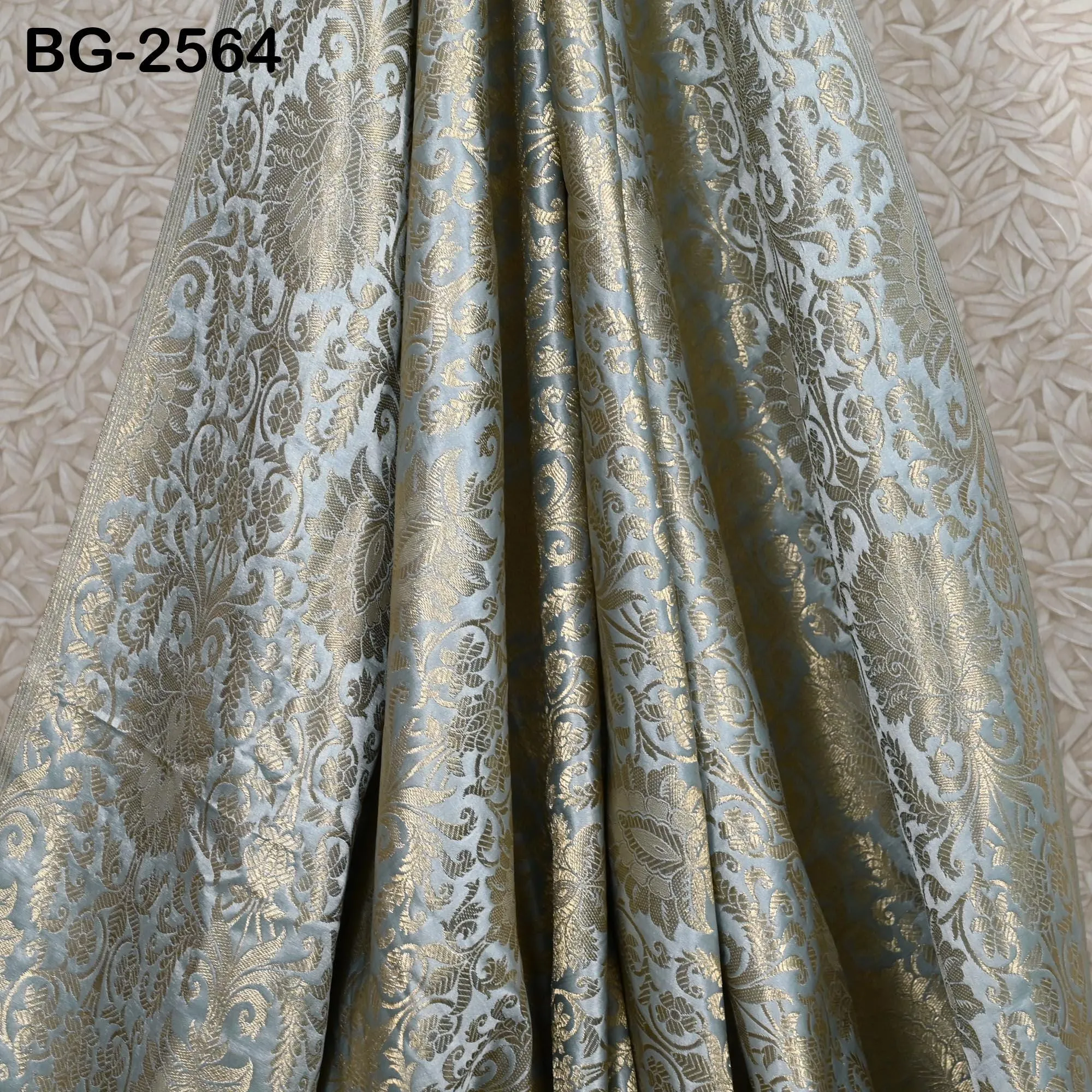 Grey Brocade Fabric by Yard Historic Costumes Indian Banarasi Wedding Dresses Material Banaras Knee Length Coat Sewing Upholstery Drapery