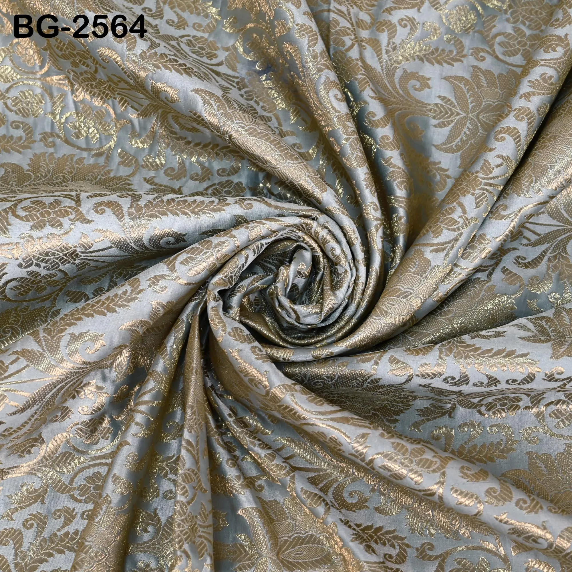 Grey Brocade Fabric by Yard Historic Costumes Indian Banarasi Wedding Dresses Material Banaras Knee Length Coat Sewing Upholstery Drapery