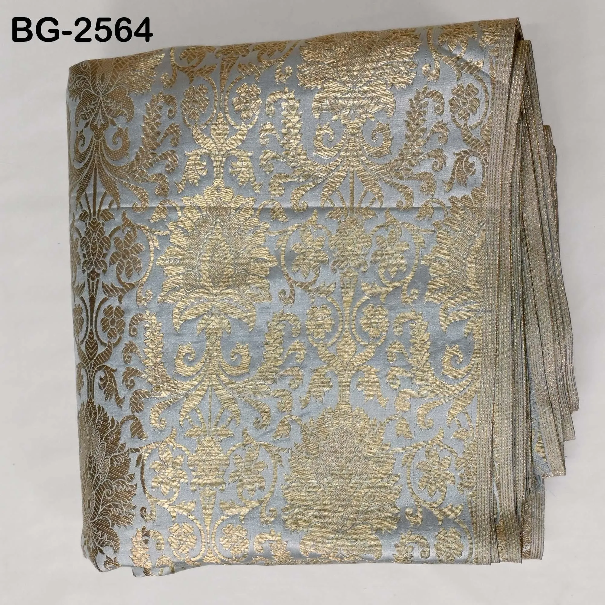 Grey Brocade Fabric by Yard Historic Costumes Indian Banarasi Wedding Dresses Material Banaras Knee Length Coat Sewing Upholstery Drapery
