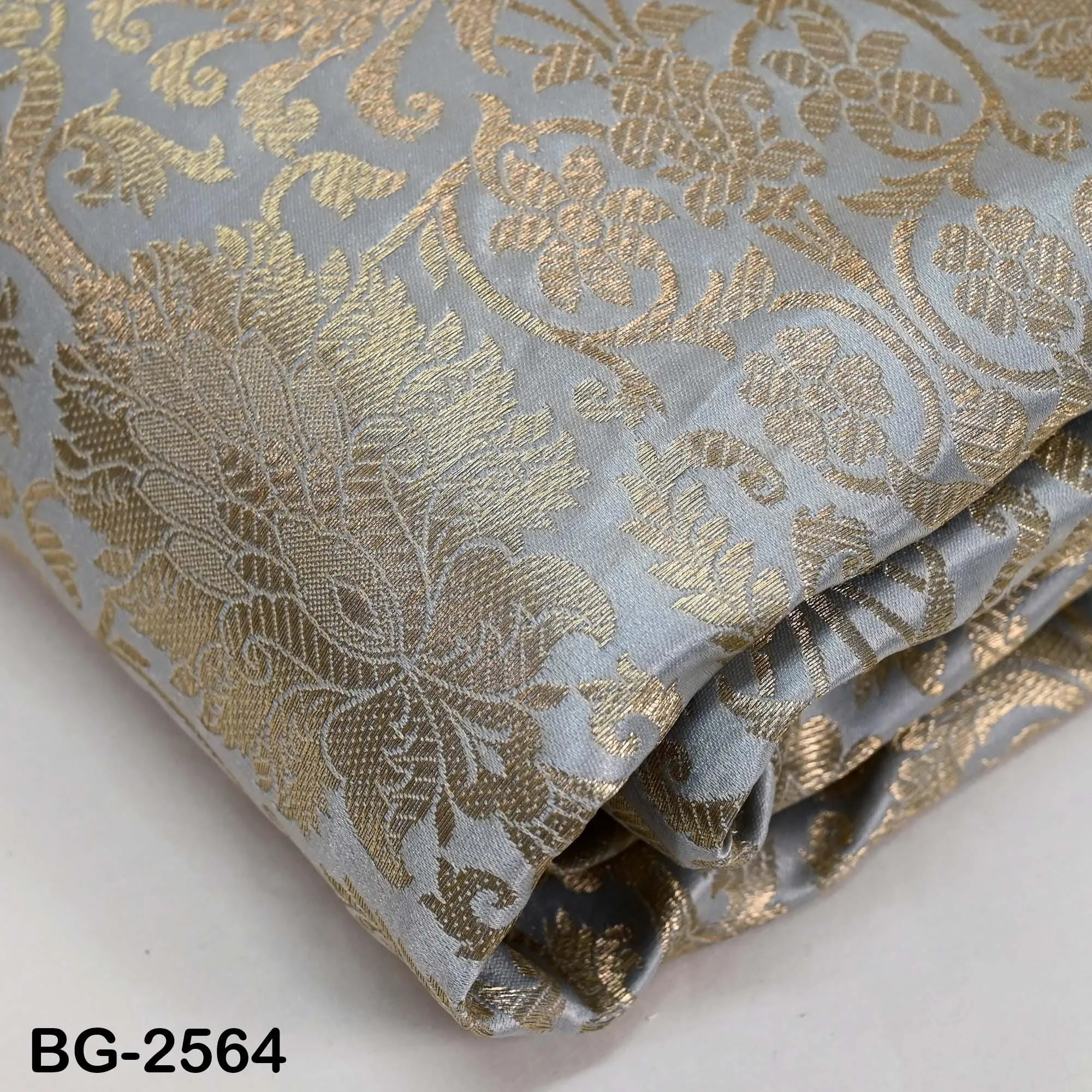 Grey Brocade Fabric by Yard Historic Costumes Indian Banarasi Wedding Dresses Material Banaras Knee Length Coat Sewing Upholstery Drapery