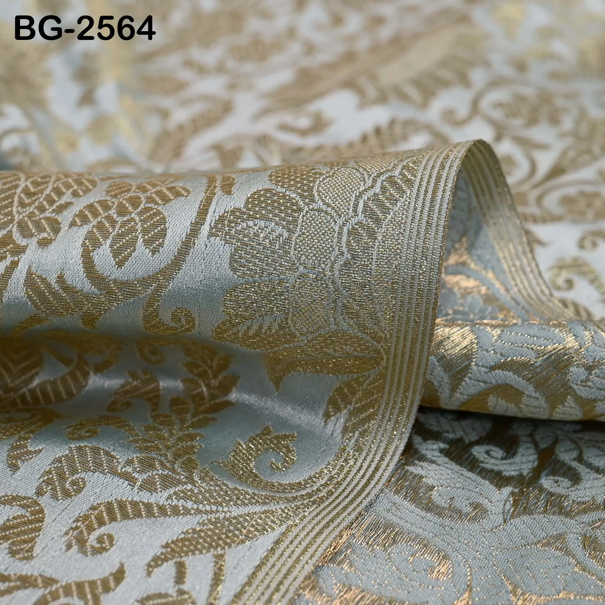Grey Brocade Fabric by Yard Historic Costumes Indian Banarasi Wedding Dresses Material Banaras Knee Length Coat Sewing Upholstery Drapery