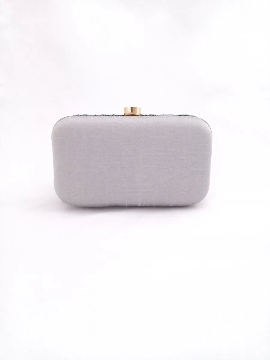 Grey Cleopatra Handembroidered Clutch