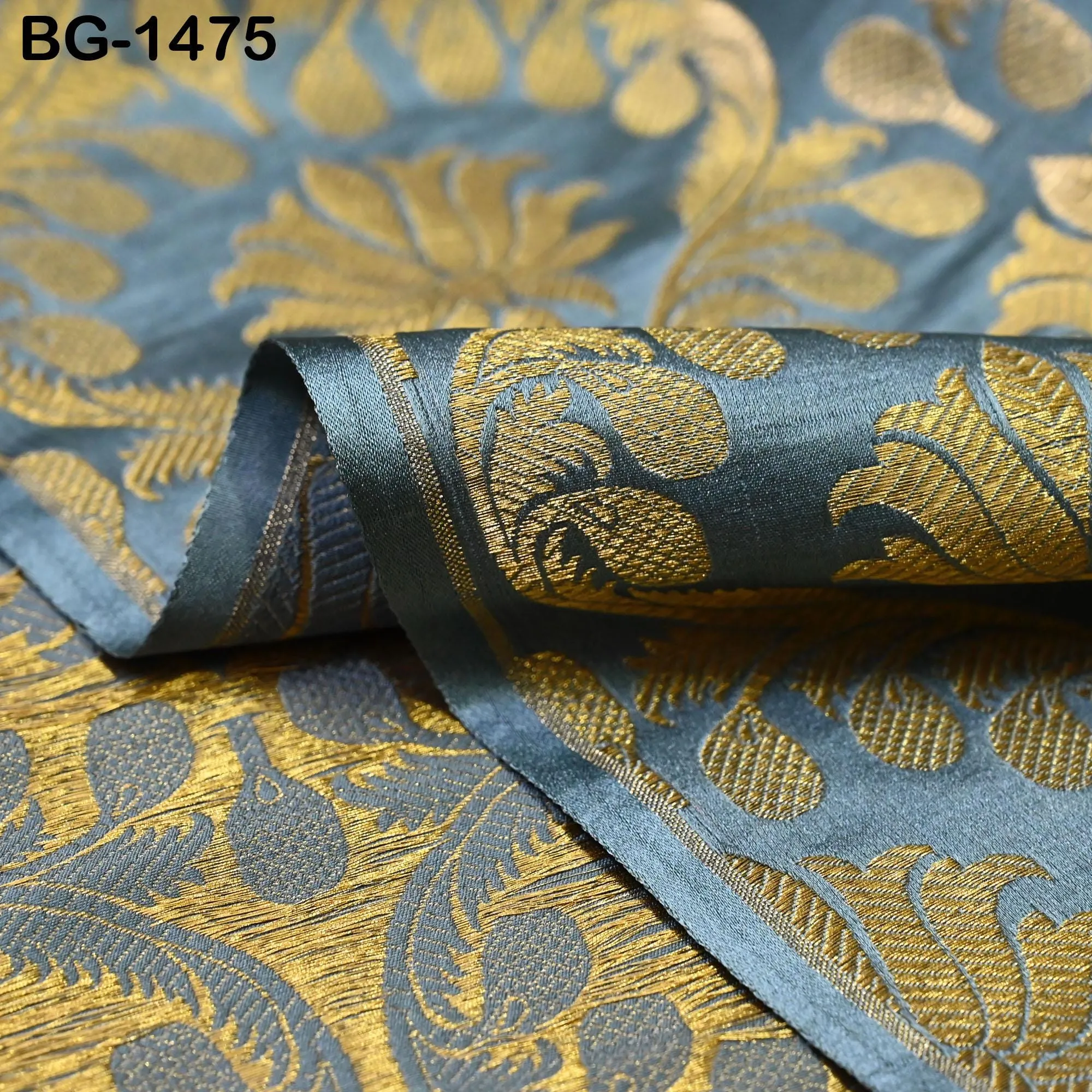 Grey Crafting Fabric Indian Brocade Fabric by the Yard Wedding Dress Banarasi Brocade Fabric Bridal Dresses Lengha Material Sewing