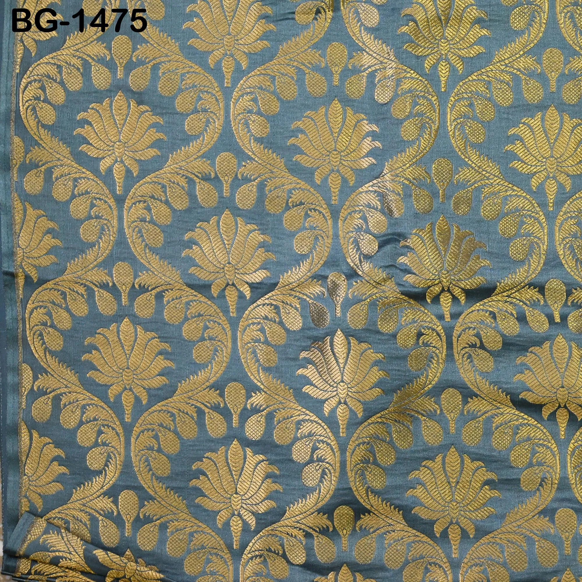 Grey Crafting Fabric Indian Brocade Fabric by the Yard Wedding Dress Banarasi Brocade Fabric Bridal Dresses Lengha Material Sewing