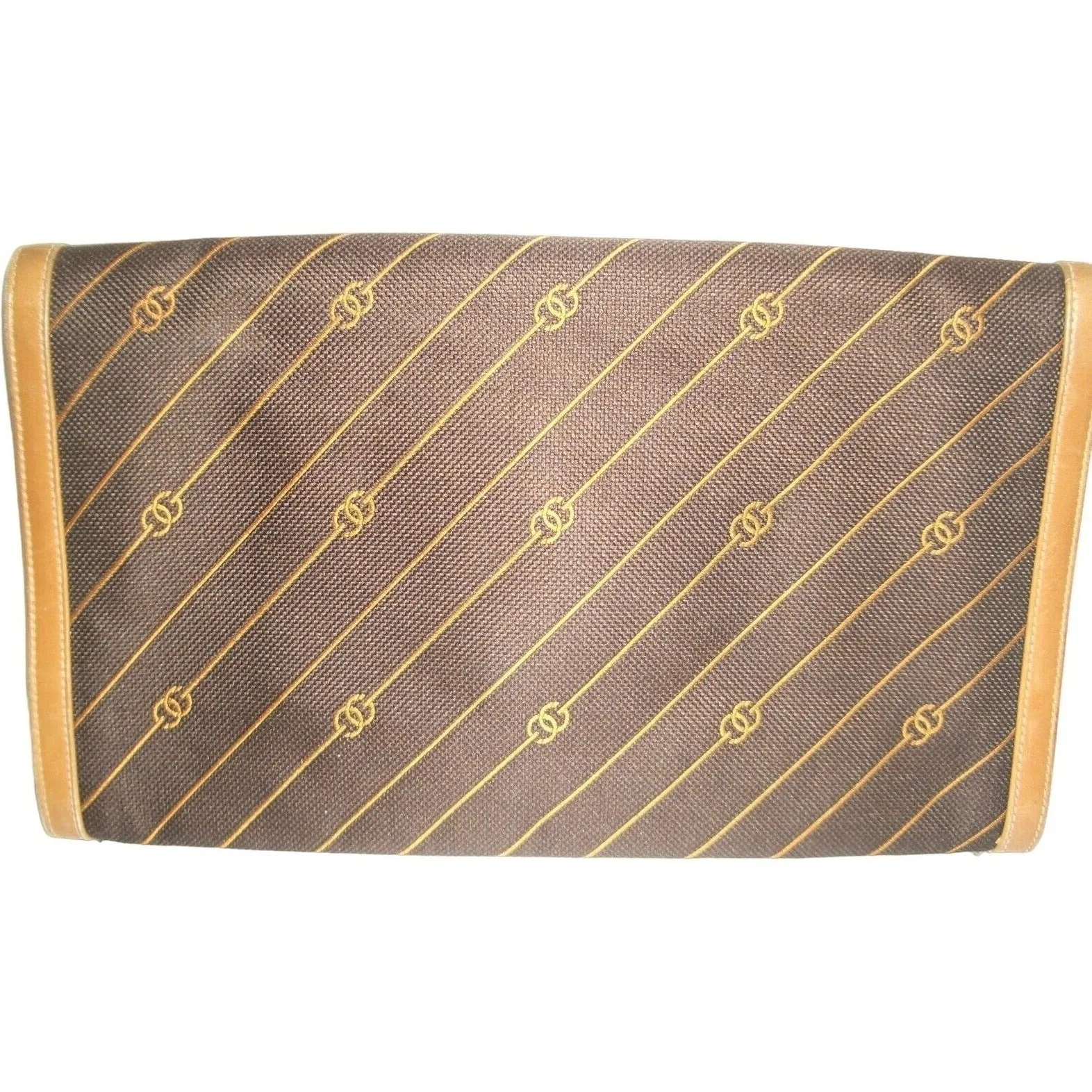 GUCCI early brown logo print XL asymmetrical envelope top clutch