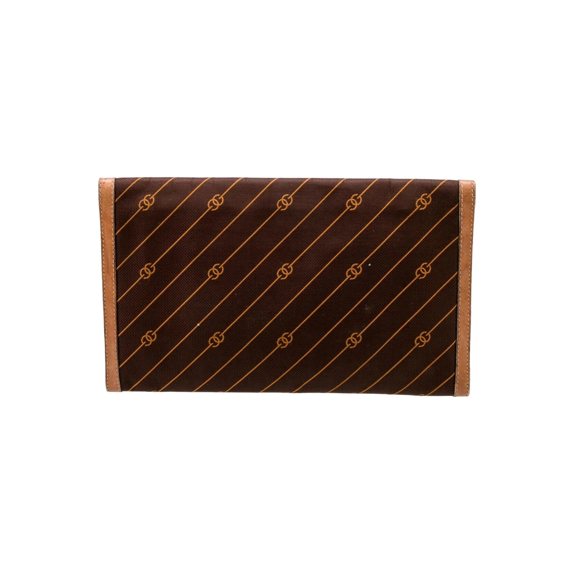 GUCCI early brown logo print XL asymmetrical envelope top clutch
